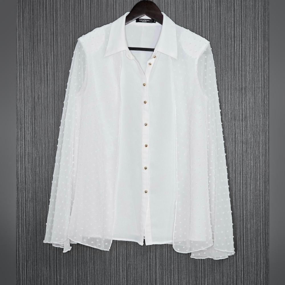 SHEIN White Sheer Blouse, Medium